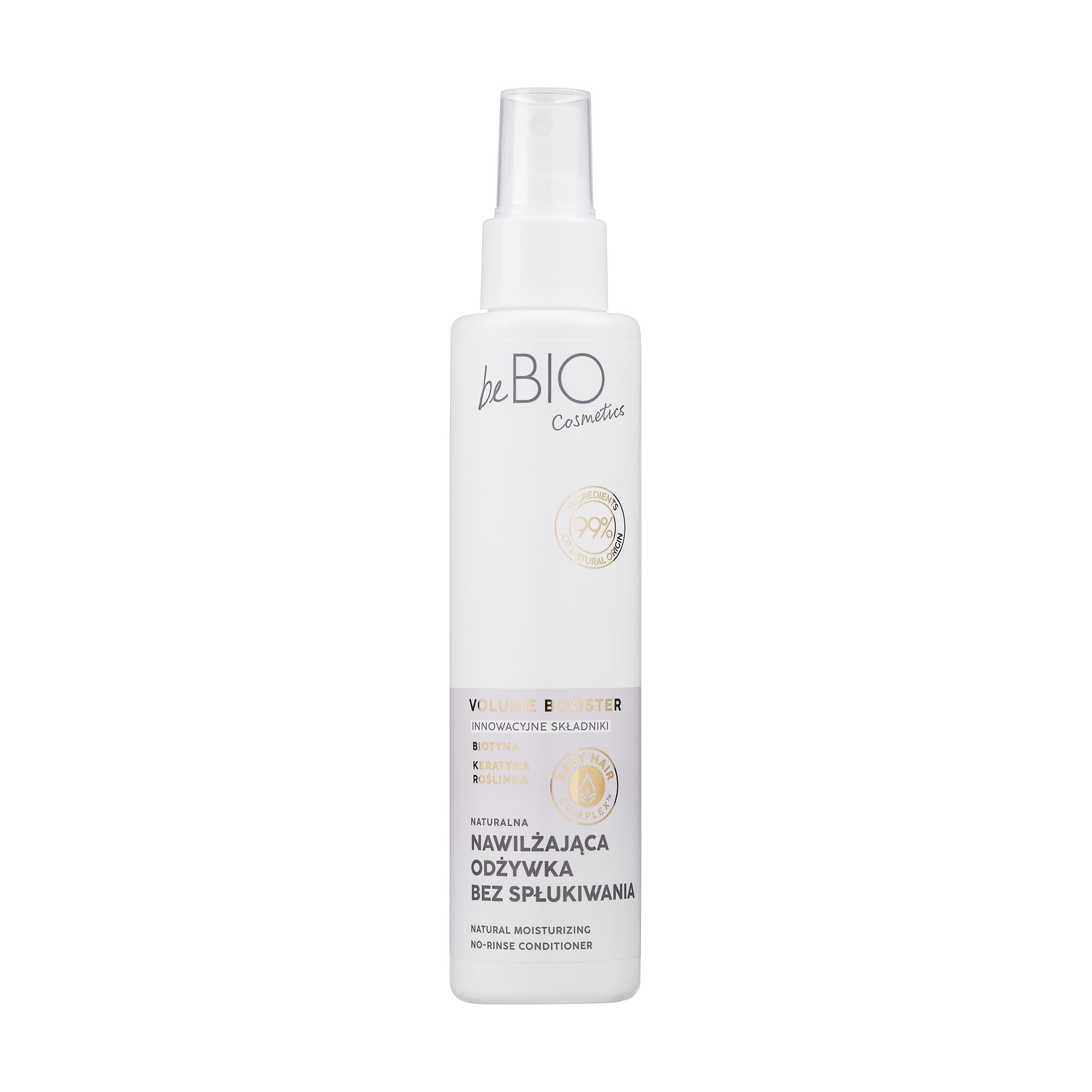 Зволожувальний незмивний кондиціонер для волосся beBIO Baby Hair Complex Volume Booster Natural Moisturizing No-Rinse Conditioner, 100 мл